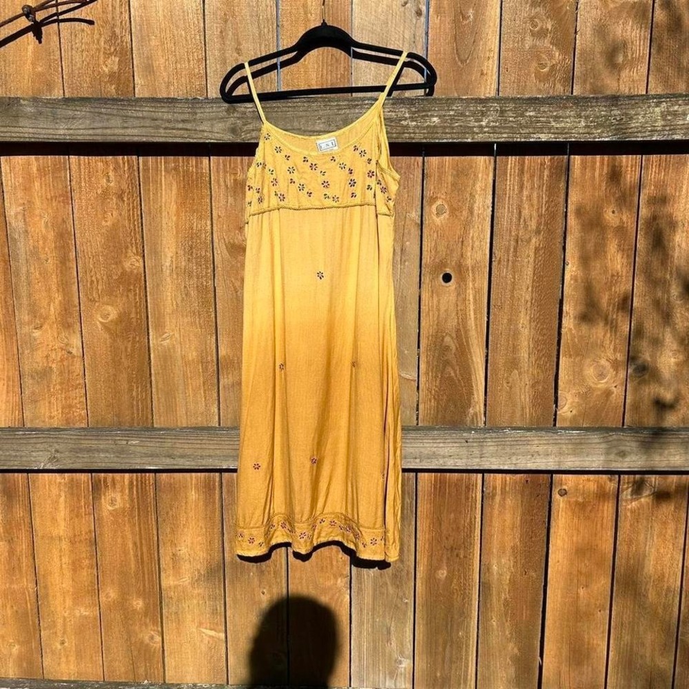Vintage lsi hippy boho dress Yellow hombre one size hippie summer whimsy